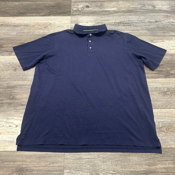 Greyson Navy Blue Mens XL Short Sleeve Luxury‎ Performance Golf Pique Polo Shirt - Picture 1 of 8
